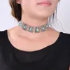 Hurtownie-boho kołnierz choker srebrny naszyjnik oświadczenie biżuteria vintage etniczne bohemia styl turkusowy koraliki szyi dla kobiet # 83377