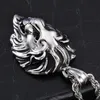 Rockroll Gothic Men 316L Ze stali nierdzewnej Casting Silver Cool Lion Head CZ Urok Wisiorek z bezpłatnym 22 "Łańcuch Naszyjnik linowy