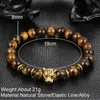 Whole-Whole Antique Silver Plated Buddha Leopard head Bracelet Lava Natural Stone Beaded Bracelets For Men Women Pulseras 259b