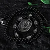 Charming Good Jewelry Biker 316L Stainless Steel Large Dog Tag Lion Head Necklace Pendant Black Ball Chain 28''