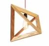 Lámpara colgante triangular minimalista, accesorio de iluminación colgante led de madera, portalámparas E27 para decoración de bar y restaurante