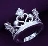 Bagues de couronne en cristal plaqué argent sterling 925 pour femmes, bijoux de style européen, accessoires, cadeau de noël, vente en gros, DHL