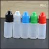 Alta qualidade vazio 10ml PE soft gotas de gotas de plástico com tampas infantis e pontas finas para e suco líquido e vape