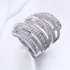 Volledige Princess Cut Luxe Sieraden 925 Sterling Siver 925 Sterling Zilver Witte Saffier Gesimuleerde Diamant Edelstenen Bruiloft Vrouwen Ring Sz5-11