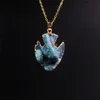 Nice Fish Shape Natural Quartz Agate Pendants Necklace Collar Drusy Amethyst Druzy Beads Stone Cabochon Gold Plated Chain Statement Necklace