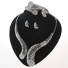 Dubaï 18K or \ argent plaqué cristal femmes fête de mariage déclaration collier Bracelet boucles d'oreilles anneaux de haute qualité ensembles de bijoux