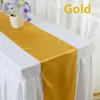 BZ365 Satin Table Runner for Wedding Party Banquet Decorations Blanc Black Black Gold Silver Champagne Runner 30cm x 275cm8203831