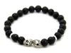 New Products Wholesale Christmas Gift 10pcs/lot 8MM Lava stone Beads Gold & Silver Skull Yoga Bracelets Party Gift