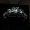 VECCALON Fashion Jewelry Vintage Engagement Band Band Anello per le donne CZ Diamond Ring 925 Sterling Silver Silver Anello Femmina Anello