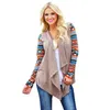 Maglioni Cardigan all'ingrosso Donna Maglione lavorato a maglia Moda Azteco Manica lunga a righe Top Cardigan casual Aria condizionata Asimmetrico Sh