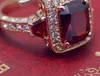 Roter Kristall-Rechteck-Ring-Entwurfs-Frauen-Finger-Ring-gute Qualitätsschmucksache-Zusatz-Weihnachtsgeschenk DHL-freies Verschiffen