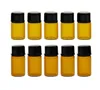 1ml Empty Glass Amber Roll Ball Bottle Jars Vials With Cap For Cosmetic Perfume Essential Oil Bottles