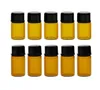 1ml Empty Glass Amber Roll Ball Bottle Jars Vials With Cap For Cosmetic Perfume Essential Oil Bottles