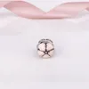 Autentico fiore di ciliegio in argento sterling 925, clip smaltate rosa adatte per bracciale Pandora fai da te 791041EN40