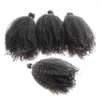 7A Menselijk haar Weave Braziliaanse Afro Kinky Krullend Met Sluiting Midden Driedelige Vetersluiting Met Bundels 1114810