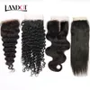 8A Brazilian Virgin Human Hair Lace Closure Straight Body Wave Closures 4x4 Size Free/Middle/3 Way Part Brazilian Lace Closure Natural Color