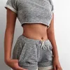 Neue Sommer Frauen Sets Cropped Tops Shorts Set 2 Stück Sets frauen Trainingsanzug Baumwolle Mischung t-shirts Shorts