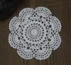 Partihandel 100% Bomull Handgjorda Virkade Doily Bordduk 3 Design 11 Färger Anpassad kopp Matrunda 20-21cm Virka Applique 30pcs / Lot Zj003