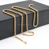 Hela 5st smycken bred 3mm Box Rolo Chain Halsband Rostfritt stål Fashion Men's Women Symp Silver Gold Black 18 212n