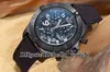 Yüksek kaliteli M73390 Seawolf Blacksteel Erkek İzle Tüm Siyah 45mm Dalgıçlar Siyah Kadran VK Kuvars Chronograph Kauçuk Deri Saatler