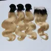 El cabello humano virgen brasileño rubio ombre teje 1b 613 con cierre superior Trama de cabello de 4 piezas Cierre de encaje 1 pieza con paquetes de onda del cuerpo 4531096