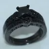 Cała moda trzy serca Symulowany Diamentowy Diamentowy CZ pierścień biżuterii 10KT Zestaw Pierścień Weddel
