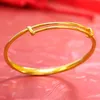 Womens Bangle Adjustable Bracelet Diameter 60mm Gold Filled Classic Female Star Carved Bangle Wedding Jewelry 4mm Wide
