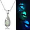 New Glow in The Dark pearl cage pendant necklaces Open Hollow Luminous water drop Charm Locket bead Chain For women s Fashion Jewelry