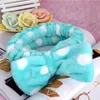 250pcs bad hårband kvinna korall velvet stor båge polka dot stripe headbands wash face makeup spa dusch hår turban za0625