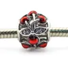 Fits for pandora Snake chain bracelets necklace 100% 925 sterling silver beads Sweet Cherries Openwork Charm wholesale 2016 NEW summer