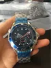 Hot Sale Hoge Kwaliteit Mannelijke Horloge Herenhorloge, Quartz Stopwatch Rvs Band Horloge Blauw Face Polshorloge OM23
