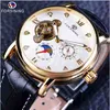 Forsining Fashion Luxury Lancette luminose Rose Golden Men Orologi Top Brand Tourbillion Diamond Display Orologio meccanico automatico + scatola per orologi