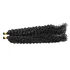 I Tip Hair Extensions mongolian afro kinky curly virgin hair 100g 100s #1 Jet Black Pre Bonded No Remy Human Hair Extensions