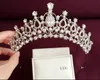 Vintage Düğün Gelin Nedime Gümüş Kristal Rhinestone İnci Pageant Prenses Çiçek Kafa Taç Tiara Headpieces Takı Band