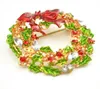 Mode Vergulde Rhinestone Crystal Leaf Bloem Boog Bowknot Krans Broche Pin Xmas Christmas Gift Lots 10 stks