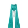 Woodfestival Party Anime Cosplay Wig Syntetic Hair Long Green Wigs With Bangs Straight Female 2 Clip on Double Ponytail6661842