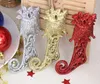 3 pcs 14x6 cm Glitter Em Pó Botas Pingente ornamento Para Festa de Natal Árvore Venun Decoração Pendurada