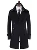 Trench-coat à double boutonnage pour homme, manteau long, kaki, noir, beige, noir, vêtements slim fit, pardessus en coton pour homme, plus