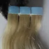 머리 확장에 금발 테이프 Remy 40pcs 613 금발 브라질 헤어 바디 웨이브 피부 Weft 테이프 헤어 익스텐션 100g