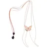 Wholesale-Hot Sexy Bikini Long Necklace Body Chain Bare Back Gold Butterfly Pendant Body Jewelry NE147