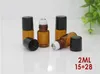 1 2 3 5 10ML Essential Oil Glass Roller Bottles Mini Tiny Refillable Empty Aromatherapy Perfume Liquid Amber Glass Roll On Bottle Vials Metal Rollerball