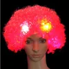 LED knippert explosie van hoofd krullend cosplay pruik voetbal fans pruik clown halloween decoratie kleurrijke lichtgevende hoofddeksels partij pruiken