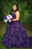 Красочные плюс размер шарикового платья свадебные платья 2017 фиолетовые возлюбленные оборками органза ruched свадебные платья кружев длина пола свадебное платье