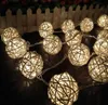 LED Batterie String Beleuchtung 5m 20 stücke Weiß Handgemachte Rattanbälle String Lights Fairy Party Hochzeit Patio Weihnachtsdekor