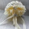 Cała krem ​​z kości słoniowej Broquet Bukiet bukiet de Mariage poliester bukiety ślubne Pearl Flowers Buque de noiva246g