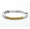 Venda quente 1 PCS 6mm Natural Stone Beads Jóias com Real Banhado A Ouro Rodada Cobre Contas pulseiras