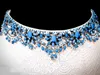 Ivory Two Piece Lace Prom Dresses High Neck Bling Turquoise Crystal Beaded Sweep Train Formal Evening Gowns New Arrival Fashion