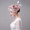 Fascinator زفاف دبوس الشعر زهرة ريشة القوس اكسسوارات للشعر رئيس الزفاف رئيس القبعات ل حفل زفاف عيد الميلاد الحجاب hairbands خمر