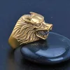 Fashion Wolf Head Rings For Men 316L Roestvrij staal Rock Punk Cool Biker Jewelry Classic Design Animal Rings Sieraden