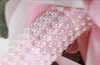 Ramos de boda artificiales baratos En stock 2016 con perlas de Bling Ramo de dama de honor rosa y blanco Rosa Hermosa novia Flor de mano vintage